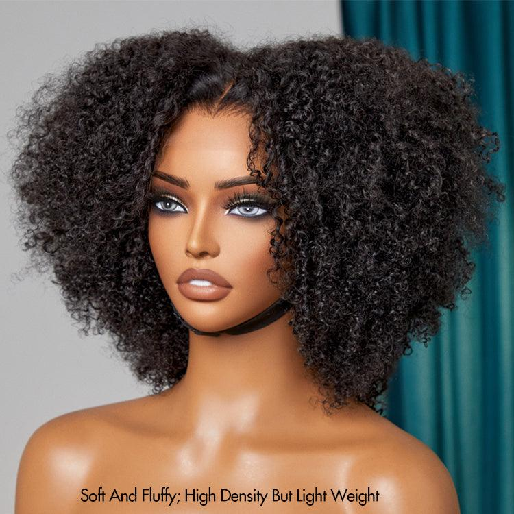 Natural Bouncy Fluffy Jerry Curl Glueless 6x4 Ready to Go Lace Wig 