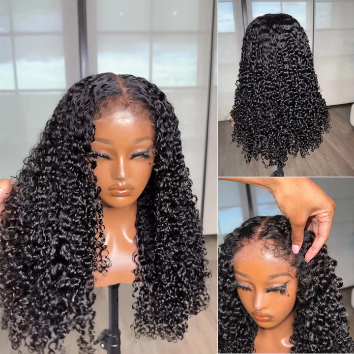 4x4/7x5 Lace Black/Ombre Brown KInky Coily Wig With 3C Hybrid Hairline Pre-Everything Wear Go Glueless Wig
