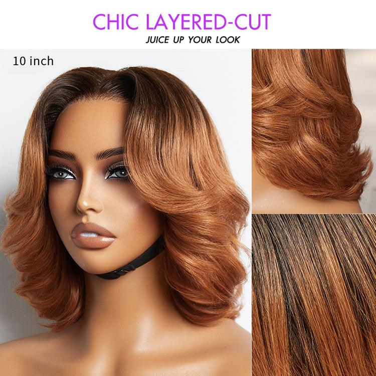 Elegant Boss Vibe Short Pixie Cut Ombre Ginger Glueless 4x4 Lace Wig Ready to Go