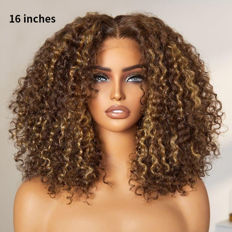 Blonde Highlight Kinky Curly Glueless 4x4 Lace Wig Ready to Go